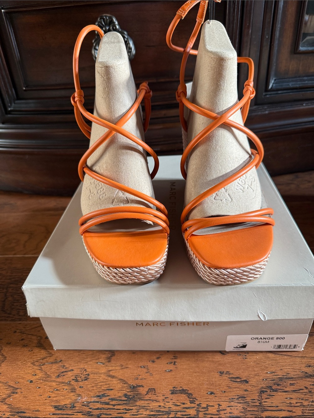 Marc Fisher Orange Strappy Platform Espadrille Sandals